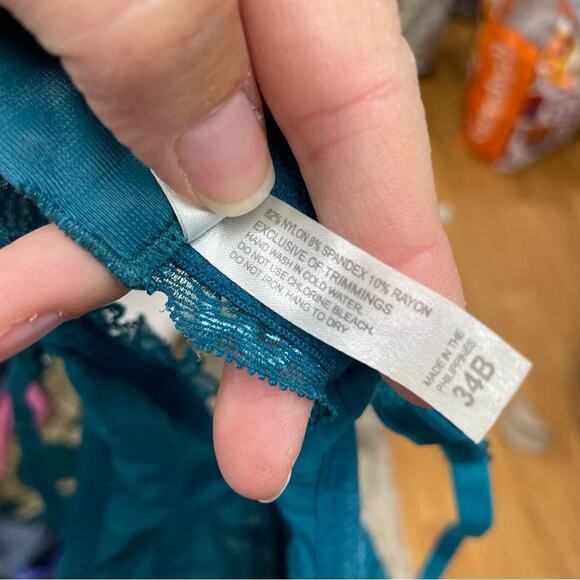 Intimint Teal Green Lace Demi Underwire Push Up Bra 34B Girly Romantic Lingerie - Picture 8 of 8